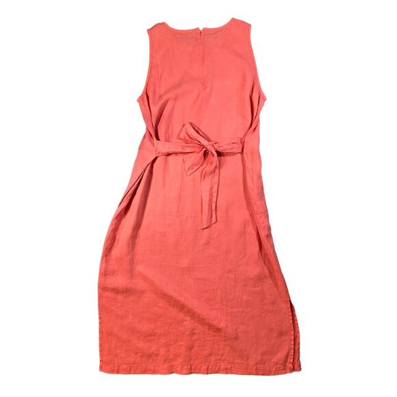 Michael Stars Tie Back Coral Linen Midi Dress - L - Picture 3 of 3